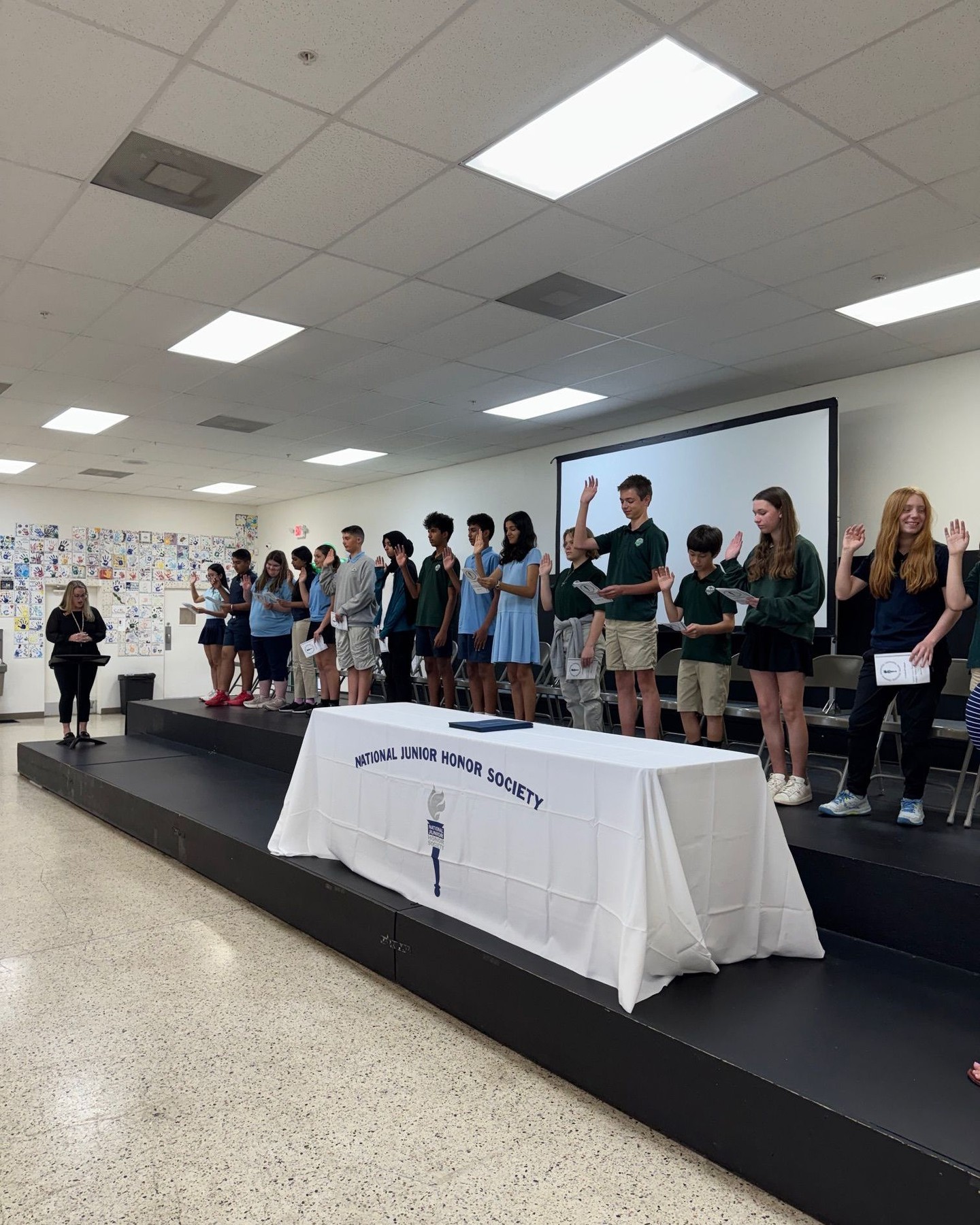 Students receiving NJHS certificates